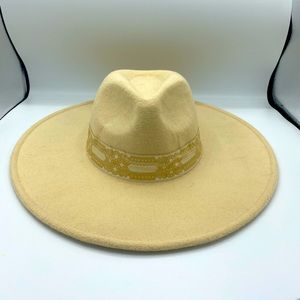 Genevieve Cream Printed Wool Panama Hat